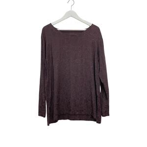 CP SHADES Women's Size S Dark Brown Rayon Floral Brocade Long Sleeve Tunic Shirt